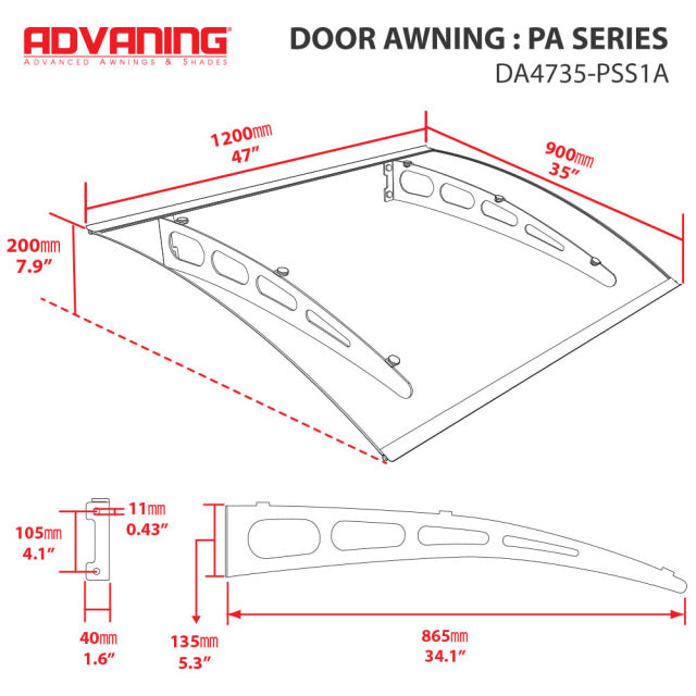 PA Series Solid Polycarbonate Awning image 13