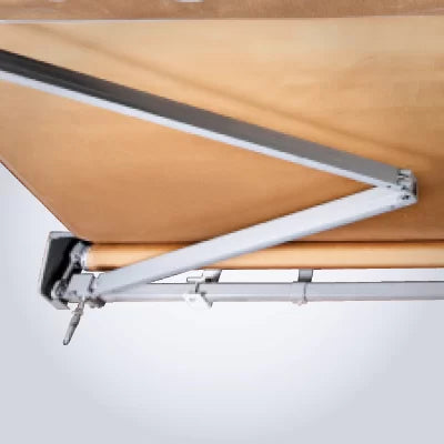 Close-up of a folding chair with a wooden seat and metal frame on a white background