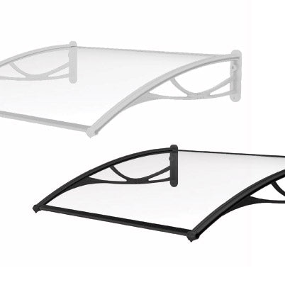 Two awnings, one white and one black, on a white background