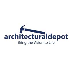 Logo of Architectural Depot with a hammer and text on a white background