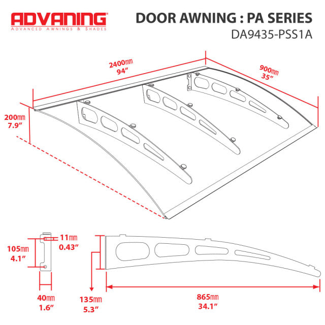 PA Series Solid Polycarbonate Awning image 16